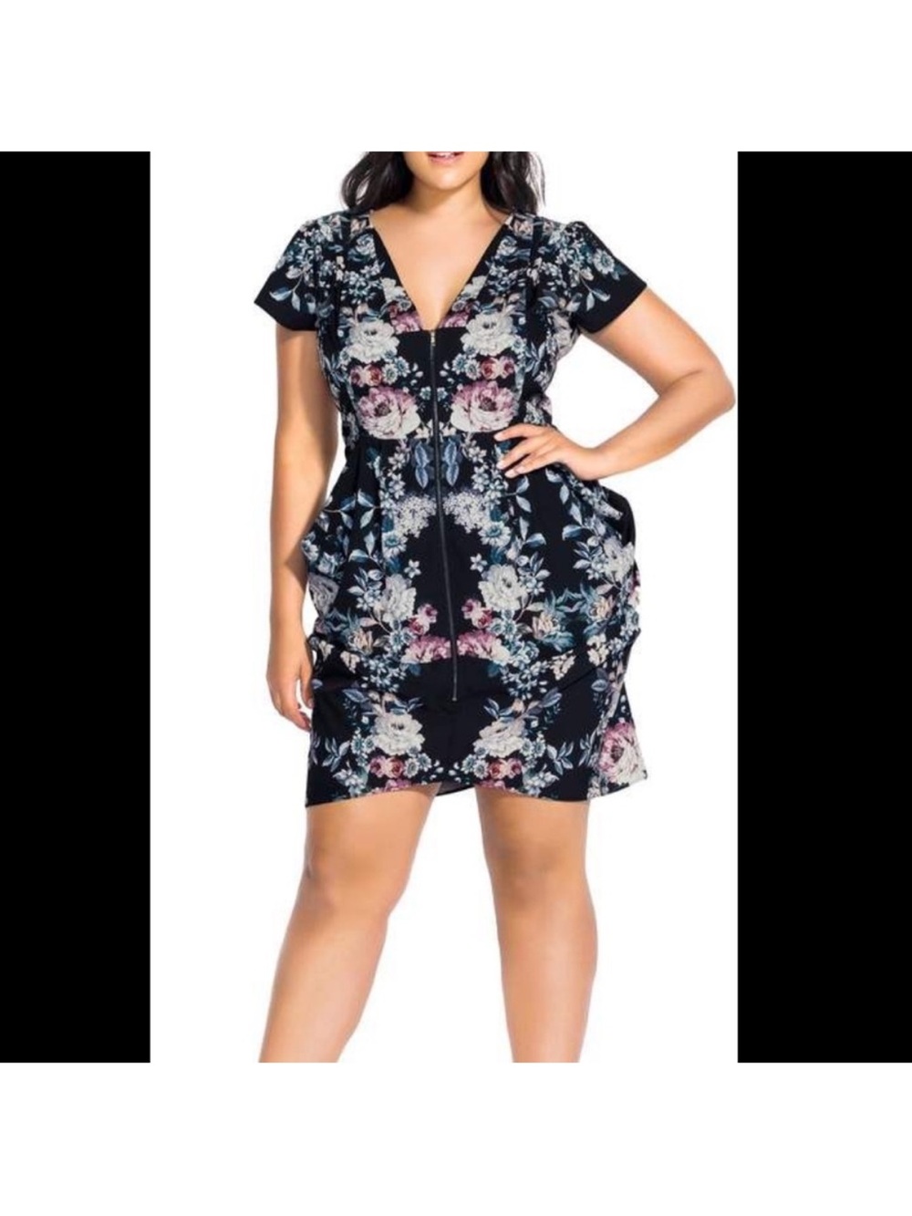 City Chic zippered floral tunic dress size 18 NWT